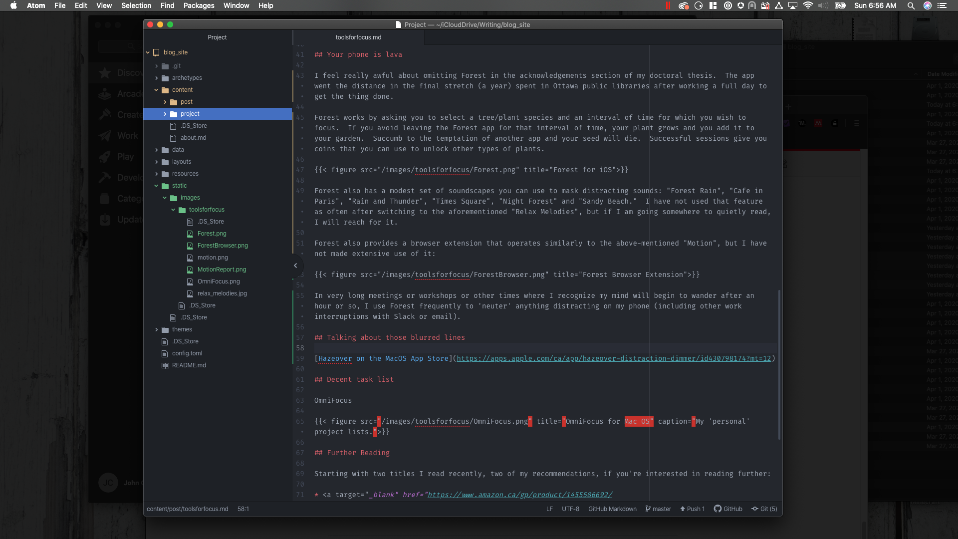 Using HazeOver while writing post.